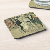 ビクトリアンスタイルの結婚式の花嫁と新郎　新婚夫婦の自転車 コースター (左側)