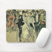 ビクトリアンスタイルの結婚式の花嫁と新郎　新婚夫婦の自転車 マウスパッド (マウス)