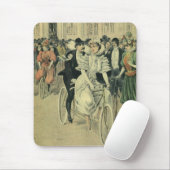ビクトリアンスタイルの結婚式の花嫁と新郎　新婚夫婦の自転車 マウスパッド (マウス)