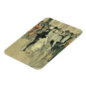 ビクトリアンスタイルの結婚式の花嫁と新郎　新婚夫婦の自転車 マグネット (左側)