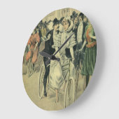 ビクトリアンスタイルの結婚式の花嫁と新郎　新婚夫婦の自転車 ラージ壁時計 (傾斜)