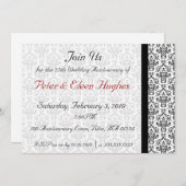 ビクトリアンスタイルの結婚記念日パーティー招待状 招待状 (正面/裏面)