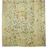 ビクトリアンスタイルオレンジボタニカルプリント シャワーカーテン (正面)