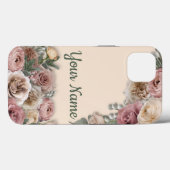 ビクトリアンスタイルクリーム&ピンクフローラプリントオンクリーム Case-Mate iPhoneケース (裏面 (横))