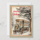 ビクトリアンスタイルトロリースノークリスマス シーズンカード (正面)