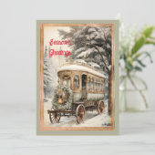 ビクトリアンスタイルトロリースノークリスマス シーズンカード (スタンド正面)