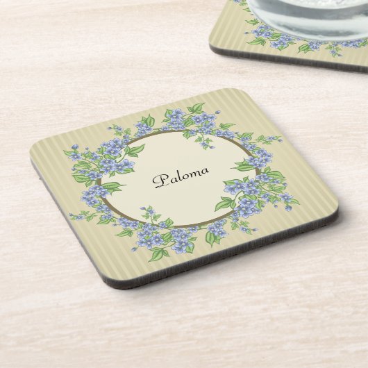 ビクトリアンスタイルブルーフラワーリース コースター (左側)