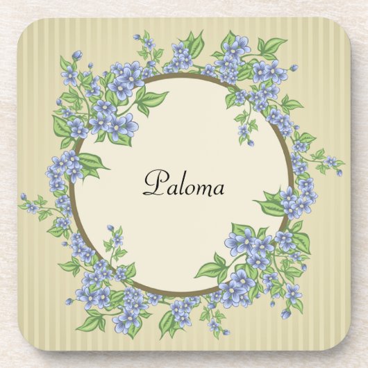 ビクトリアンスタイルブルーフラワーリース コースター (正面)