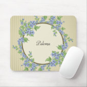 ビクトリアンスタイルブルーフラワーリース マウスパッド (マウス)