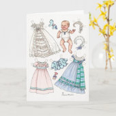 ビクトリアンスタイルベビー紙人形空白のノートカード カード (黄色い花)