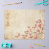 ビクトリアンスタイル蝶と花 薄葉紙 (クラフト)