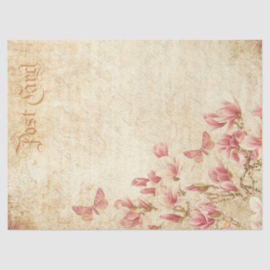 ビクトリアンスタイル蝶と花 薄葉紙 (正面)