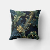 ビクトリアンスタイル装飾形状深い青緑 クッション (裏面)