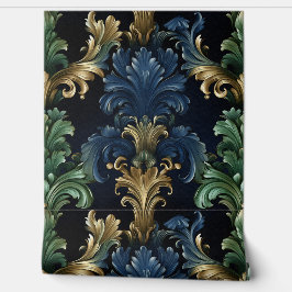 ビクトリアンスタイル装飾形状深い青緑 壁紙