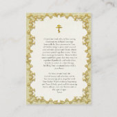ビクトリアンスタイル金ゴールドフレ結婚ームの祈りの言葉カード プレイスカード (裏面)