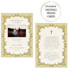ビクトリアンスタイル金ゴールドフレ結婚ームの祈りの言葉カード プレイスカード