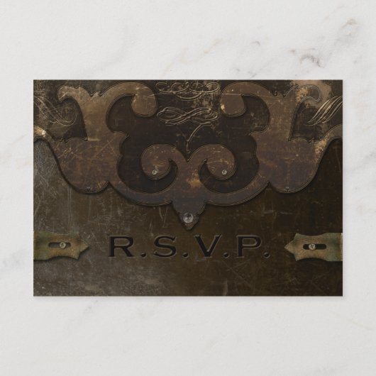 ビクトリアンスチームパンクのウェディング受付カード エンクロージャーカード (裏面)