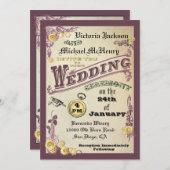 ビクトリアンスチームパンクのウェディング招待状 招待状 (正面/裏面)