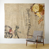 ビクトリアンスチームパンクウェディングバックドロップ ギア フラワーデザイン タペストリー (インサイチュ(横))