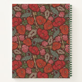 ビクトリアンスチームパンク 古い鍵 南京錠 赤いケシの花 ノートブック (裏面)