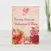 ビクトリアンステームパンク花ハートバレンタインデー シーズンカード (正面)