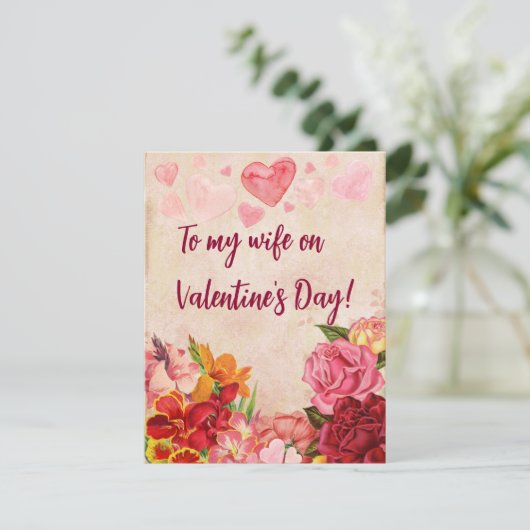 ビクトリアンステームパンク花ハートバレンタインデー シーズンカード (スタンド正面)