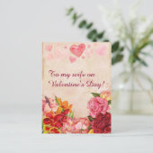 ビクトリアンステームパンク花ハートバレンタインデー シーズンポストカード (スタンド正面)