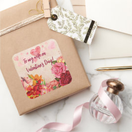 ビクトリアンステームパンク花ハートバレンタインデー スクエアシール