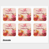 ビクトリアンステームパンク花ハートバレンタインデー スクエアシール (シート)