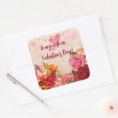 ビクトリアンステームパンク花ハートバレンタインデー スクエアシール (封筒)