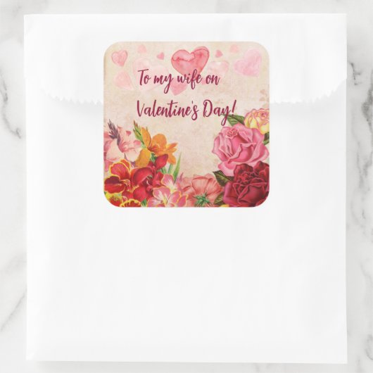 ビクトリアンステームパンク花ハートバレンタインデー スクエアシール (バッグ)