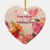 ビクトリアンステームパンク花ハートバレンタインデー セラミックオーナメント (正面)
