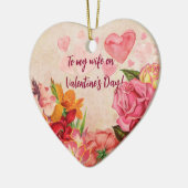 ビクトリアンステームパンク花ハートバレンタインデー セラミックオーナメント (左)