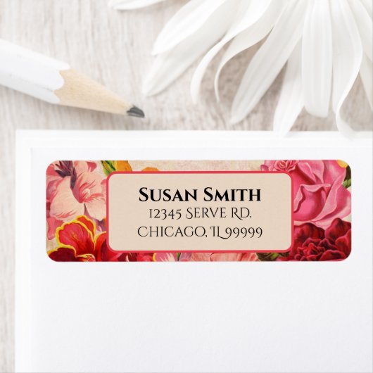 ビクトリアンステームパンク花ハートバレンタインデー ラベル (インサイチュ)