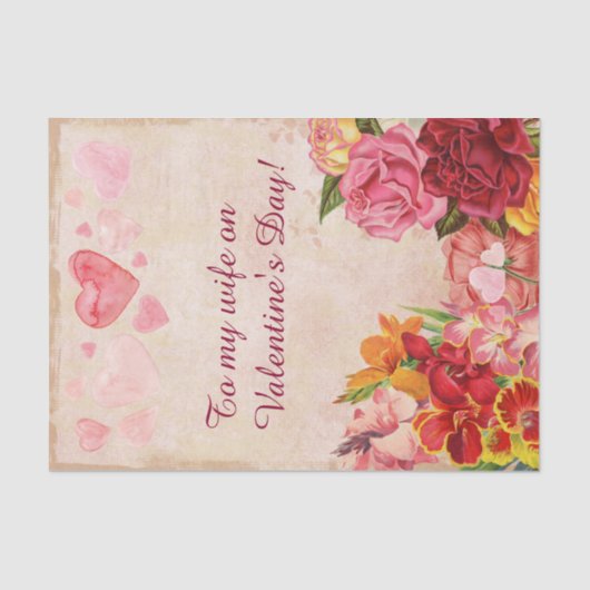 ビクトリアンステームパンク花ハートバレンタインデー 薄葉紙 (正面)