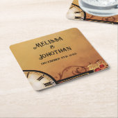 ビクトリアンステームパ結婚ンク スクエアペーパーコースター (アングル)