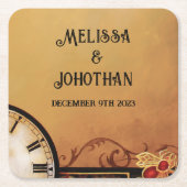 ビクトリアンステームパ結婚ンク スクエアペーパーコースター (正面)