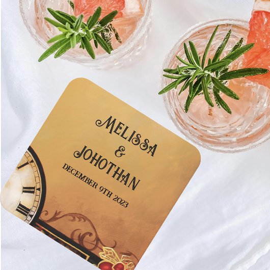 ビクトリアンステームパ結婚ンク スクエアペーパーコースター