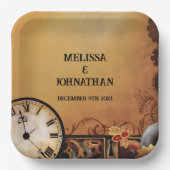 ビクトリアンステームパ結婚ンク ペーパープレート (正面)