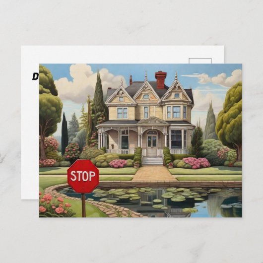 ビクトリアンストップ印の付いた家 ポストカード (正面/裏面)