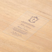 ビクトリアンダスティパープル結婚カトリック アクリル招待状 (レイダウン)