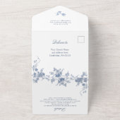 ビクトリアンダスティブルーフランスのガーデン結婚フローラ オールインワン招待状 (外側)