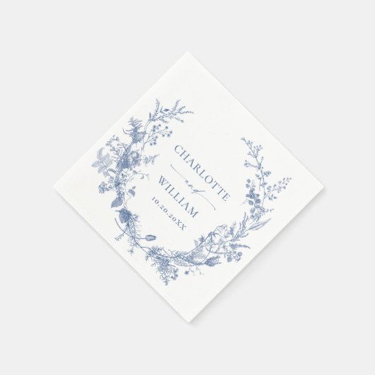 ビクトリアンダスティブルーフランスのガーデン結婚フローラ スタンダードカクテルナプキン (角)