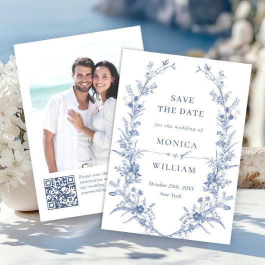 ビクトリアンダスティブルーフランスのガーデン結婚フローラ セーブザデート