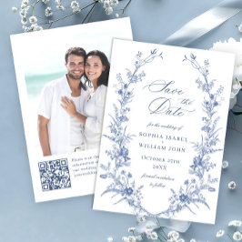 ビクトリアンダスティブルーフランスのガーデン結婚フローラ セーブザデート