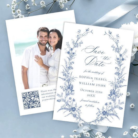 ビクトリアンダスティブルーフランスのガーデン結婚フローラ セーブザデート