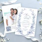 ビクトリアンダスティブルーフランスのガーデン結婚フローラ セーブザデート