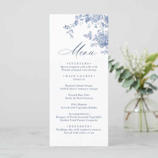 ビクトリアンダスティブルーフランスのガーデン結婚フローラ メニュー (スタンド正面)