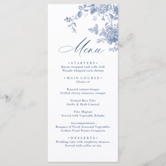 ビクトリアンダスティブルーフランスのガーデン結婚フローラ メニュー (正面)