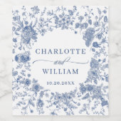 ビクトリアンダスティブルーフランスのガーデン結婚フローラ ワインラベル (シングルラベル)